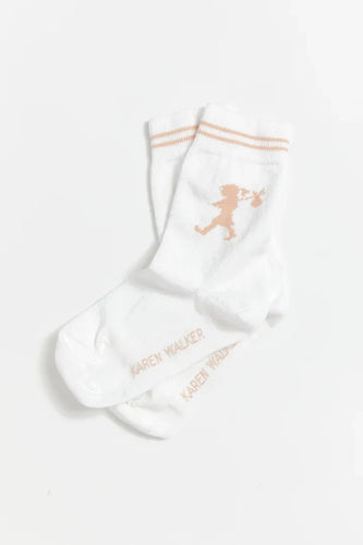 Karen Walker Runaway Girl Ankle Sock - White + Light Pink  Hyde Boutique   