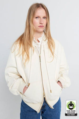 Karen Walker Runaway Girl Cropped Oversized Hoodie - Ecru Hyde Boutique