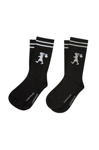 Karen Walker Runaway Girl Socks 2 Pack - Black/Black Hyde Boutique