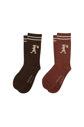 Karen Walker Runaway Girl Socks 2 Pack - Dark Brown/Mahogany/Sand Hyde Boutique