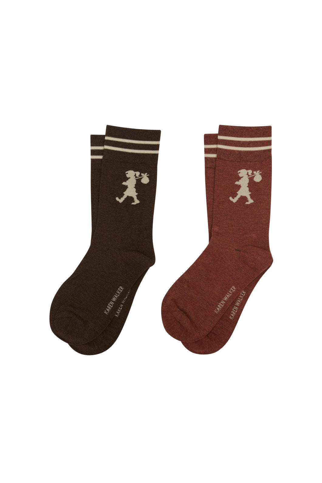 Karen Walker Runaway Girl Socks 2 Pack - Dark Brown/Mahogany/Sand Hyde Boutique