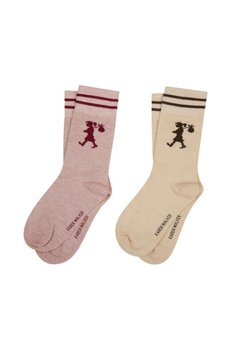 Karen Walker Runaway Girl Socks 2 Pack - Pink/Sand Hyde Boutique
