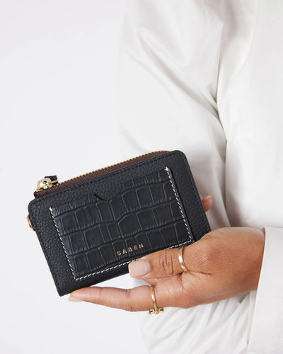 SABEN Wednesday Wallet - Black Croc + White Stitch  Hyde Boutique   