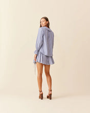 Load image into Gallery viewer, Ruby Sandler Ruffle Shirt - Navy Stripe Hyde Boutique
