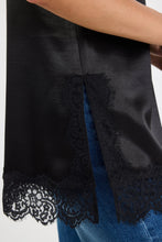 Load image into Gallery viewer, Georgia Zoe Noir - Black Satin Lace Trim Cami
