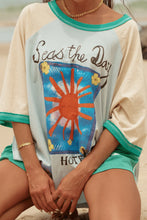 Load image into Gallery viewer, Sabbi The Seas The Day Raglan Tee - Sky Apparel > Women > Clothing > Shirts &amp; Tops > Tops > Raglan T-Shirts > Sabbi Hyde Boutique

