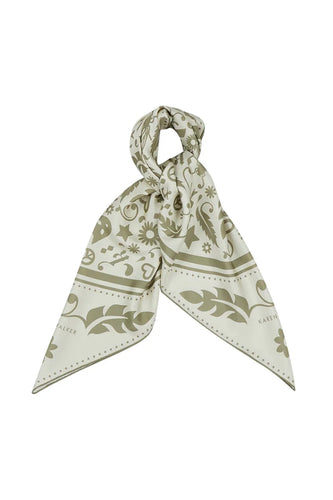 Karen Walker Filigree Classic Silk Scarf - Cream/Olive  Hyde Boutique   