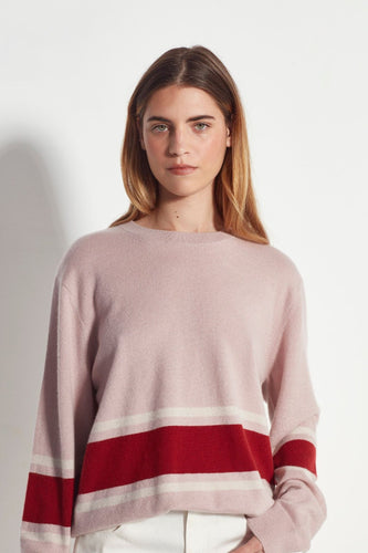 Juliette Hogan Stripe Crew Cashmere Sweater - Macaroon Hyde Boutique