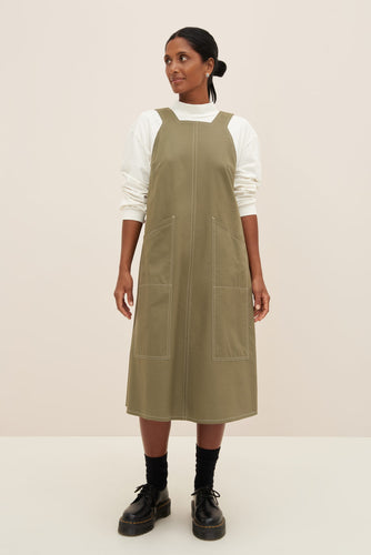 Kowtow Mirror Apron Dress - Vetiver  Hyde Boutique   