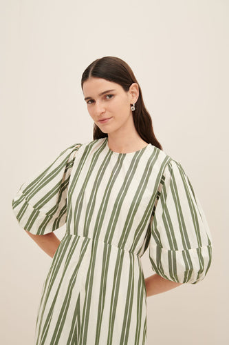 Kowtow Joan Dress - Forest Stripe  Hyde Boutique   