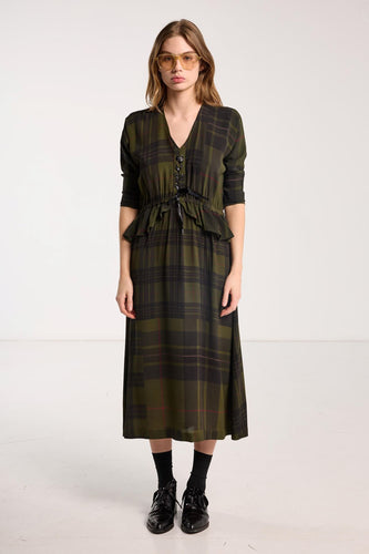 Salasai Valentine Dress - Forest Green Check Hyde Boutique