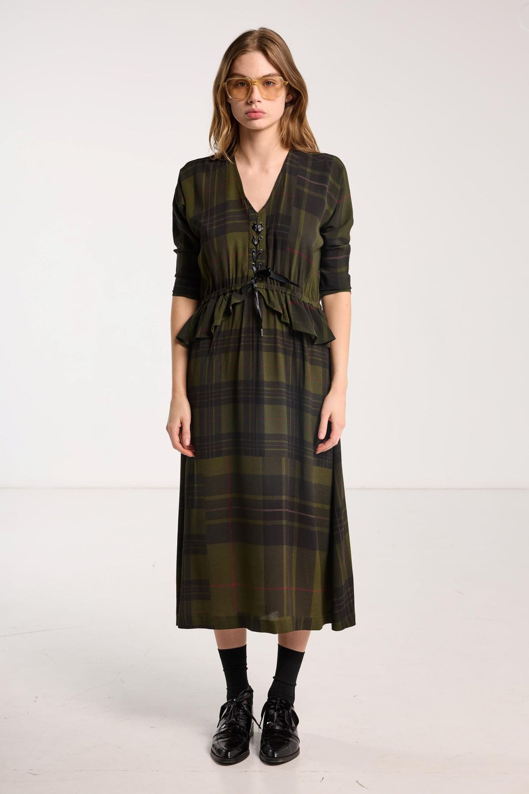 Salasai Valentine Dress - Forest Green Check Hyde Boutique