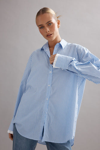 Caitlin Crisp Vienna Shirt - Blue Stripe Hyde Boutique