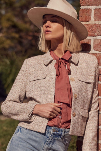 Zoe Kratzmann Adjoin Jacket - Biscuit Boucle arriving start April Hyde Boutique