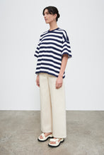 Load image into Gallery viewer, Kowtow Oversized Boxy Tee - Navy White Stripe Shirts &amp; Tops Kowtow   
