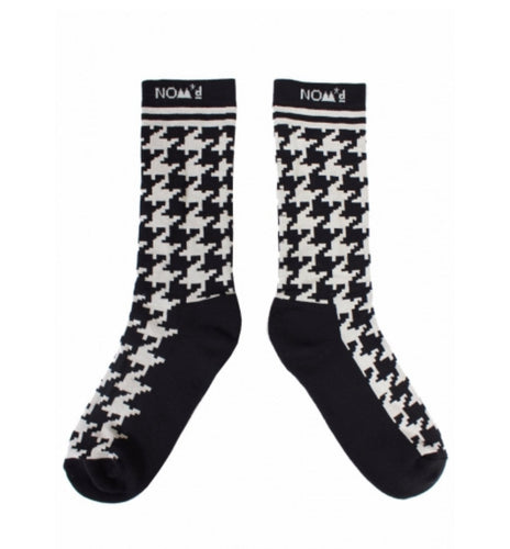 NOM*d Houndstooth Socks - Black/Putty  Mrs Hyde Boutique   