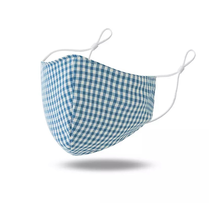 Mask - Blue Gingham Masks Mrs Hyde Boutique   