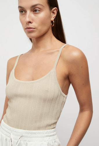 Friend Of Audrey Reflection Ribbed Knit Singlet - Sand  Hyde Boutique   