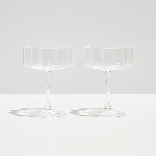 Fazeek Two Wave Coupe Glasses - Clear  Mrs Hyde Boutique   