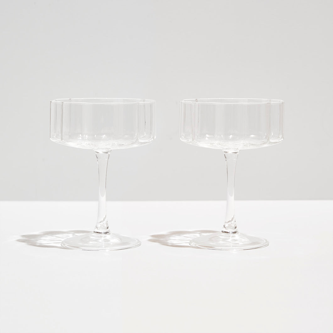 Fazeek Two Wave Coupe Glasses - Clear  Mrs Hyde Boutique   
